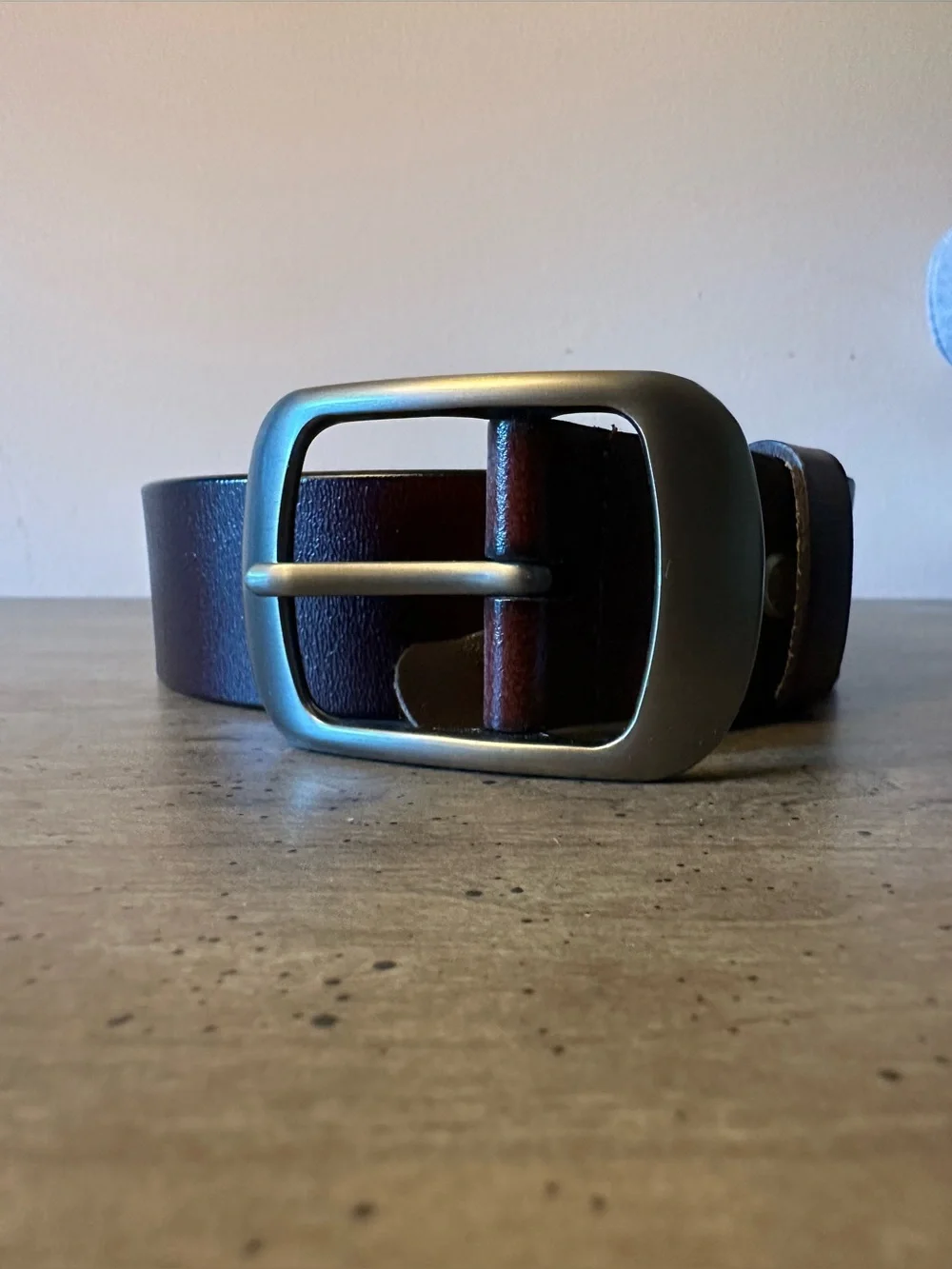 Brown Leather Belt. Gun metal Buckle. 46” L
